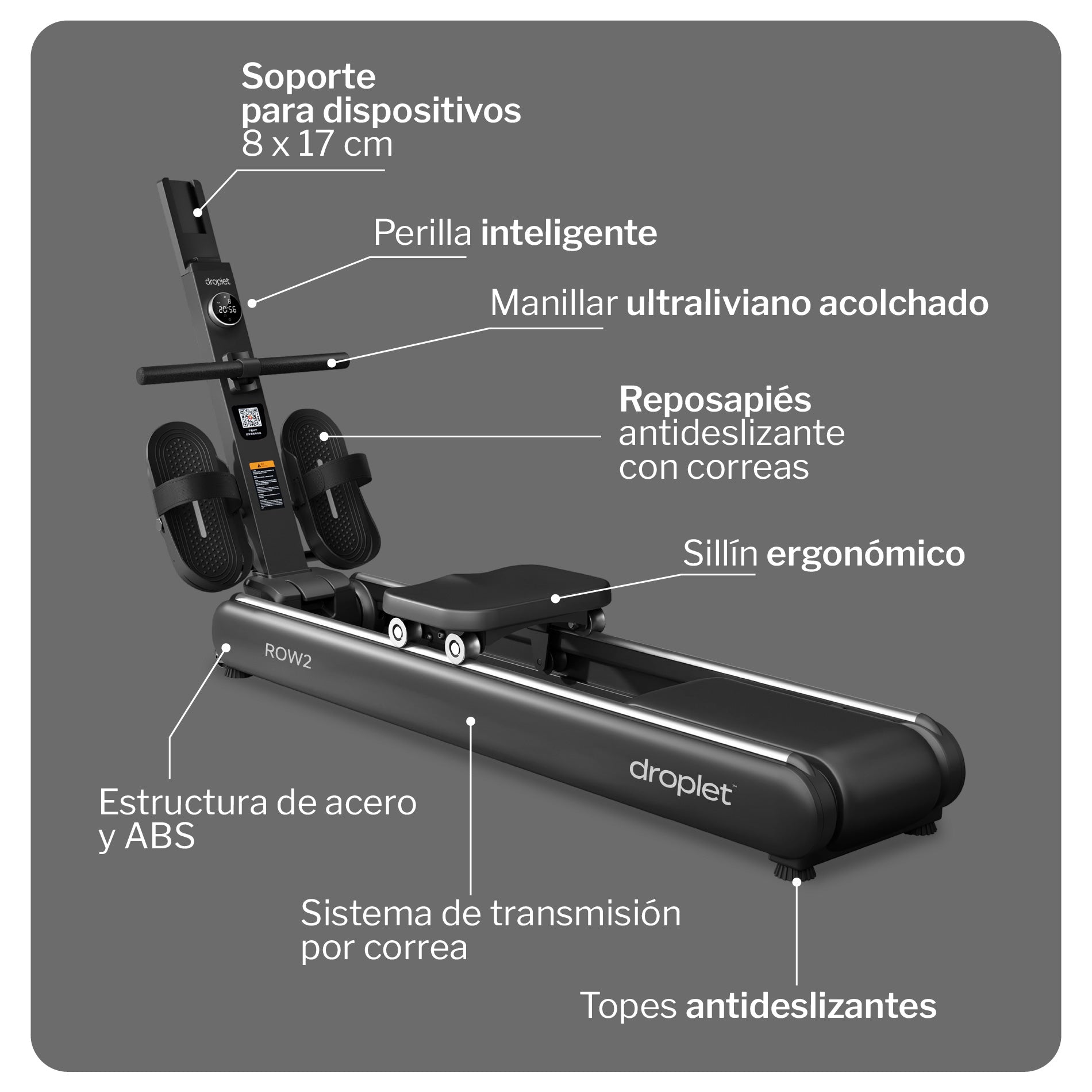 PREVENTA Remadora Magnética Plegable ROW2