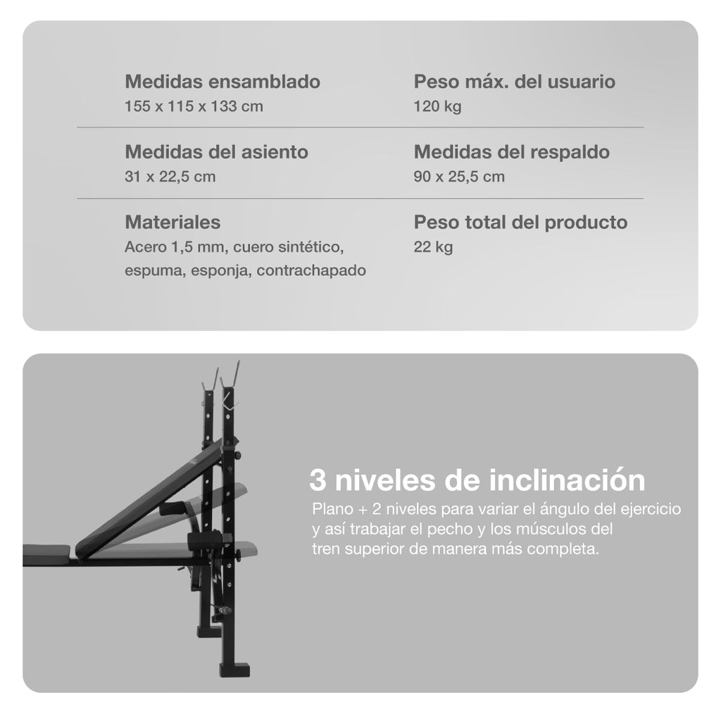PREVENTA Banco para Ejercicios Multiposición PBM400