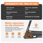 Ficha técnica de caminadora rn525, con especificaciones del motor, velocidad, peso y peso máximo.