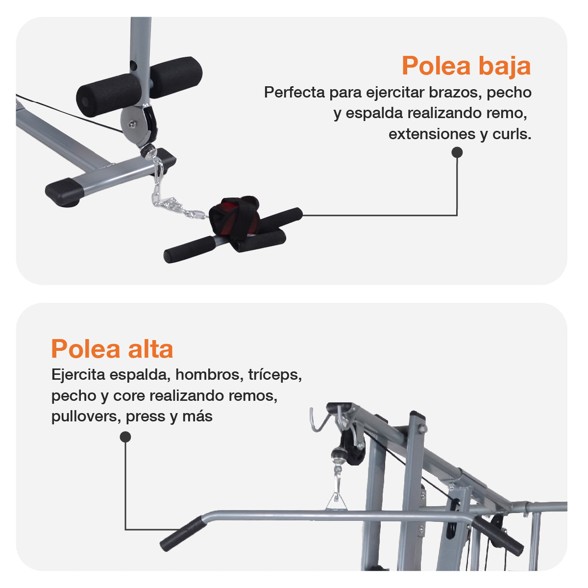 Ficha descriptiva de estaciones de gym en casa hm-320.