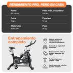 ficha técnica de bicicleta estática sp13 con peso máximo soportado, peso de flywheel y peso del producto.
